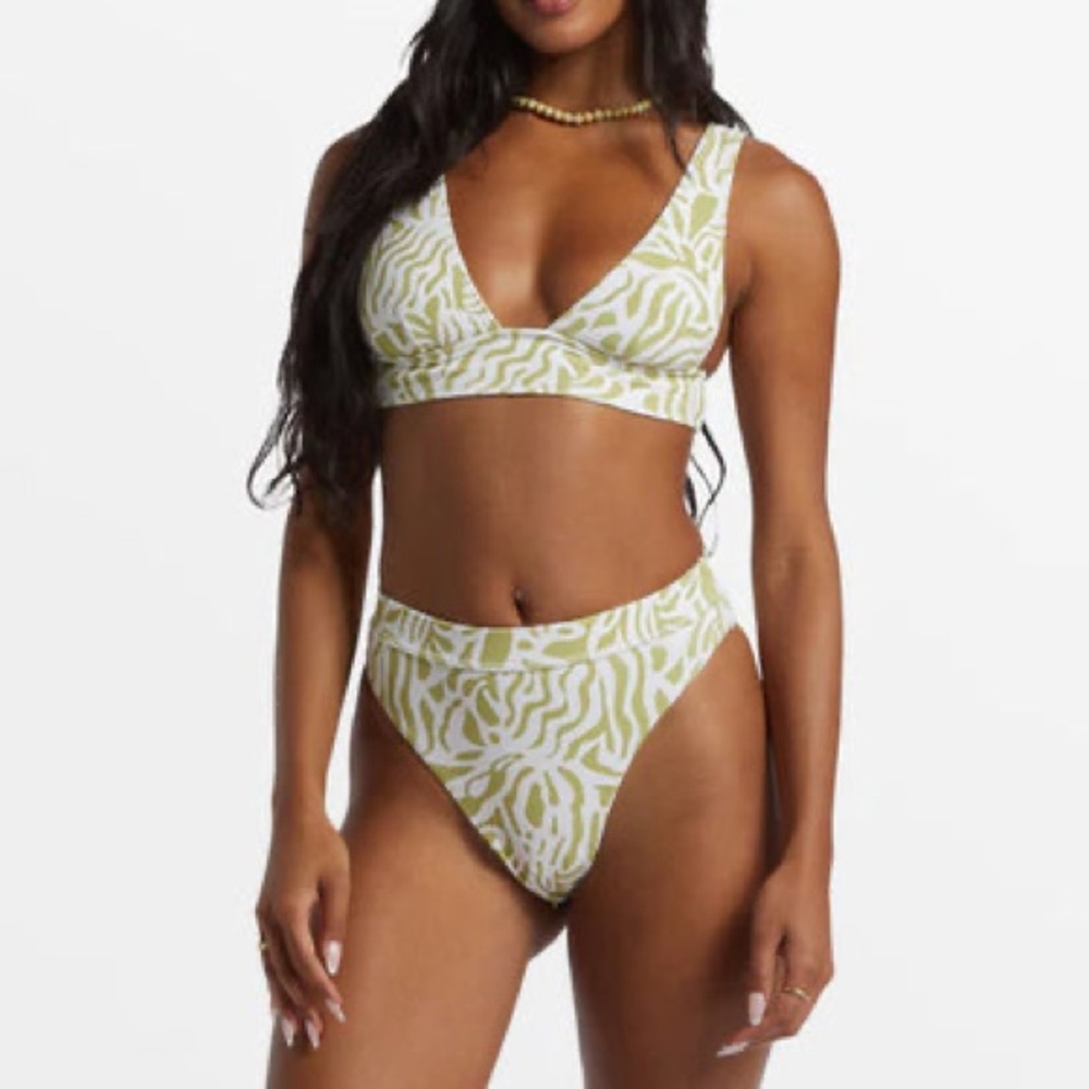 Olive and White Zebra Print Bikini Set